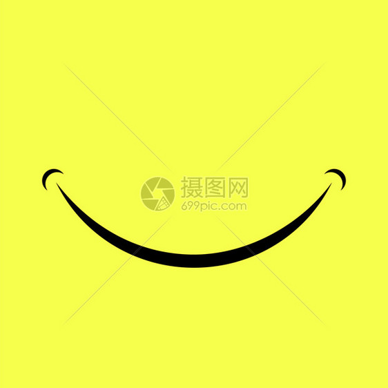 卡通微笑Logo微笑Logo黄色背景孤立的卡通微笑Logo图片