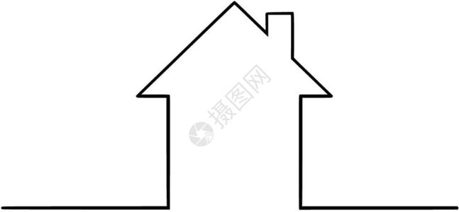 矢量艺术笔和墨水绘画简单家庭房屋的示意图或轮廓房地产投资概念插画