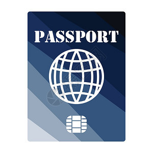 带芯片图标的护照平面彩色设计矢量图解图片