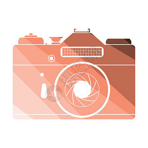 反光胶片照相机图标反光片照相机图标平面彩色设计矢量图解图片