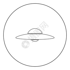 圆圈中的UFO飞碟矢量设计图标图片