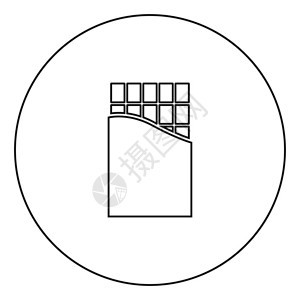 圆形大纲矢量插图中的巧克力标黑色图片