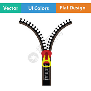 缝合拉链条图标平面彩色设计矢量图解图片