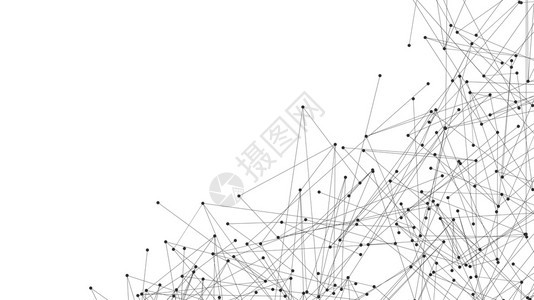 Techlog白背景的黑网络连接线白背景的技术概念3d抽象插图黑网络连接线3d抽象插图图片