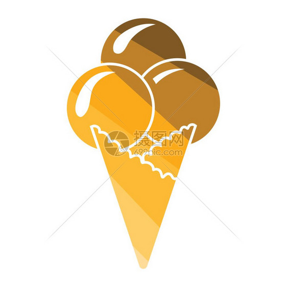 冰淇淋锥形图标平面彩色设计矢量插图图片