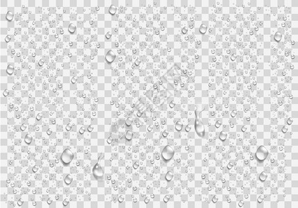 水滴透明插画-水滴透明卡通-背面具有透明网格的水背景摘要矢量说明