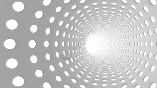 白色抽象隧道其中含有技术背景的空洞向灯光前进3D插图d图片