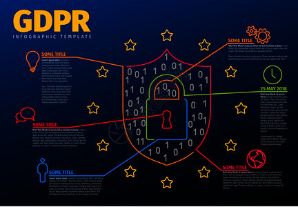 欧洲GDPGDPR概念传单信息模板图深蓝色版本欧洲GDPR概念传单模板图图片