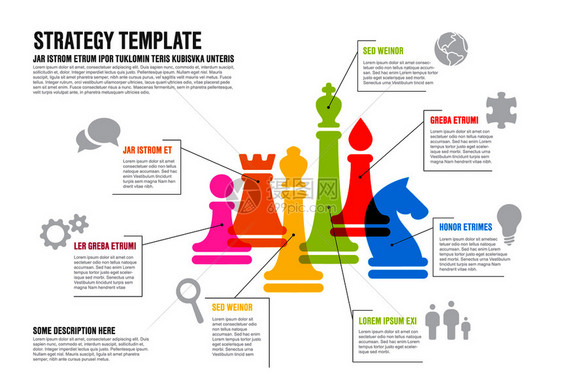 矢量商业战略含有多彩象棋数字的矢量商业战略模版信息图图片