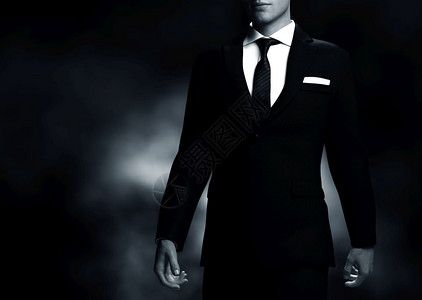 的绅士中体风景3d造型中体风景穿黑色背优雅西装的绅士中体风景背景