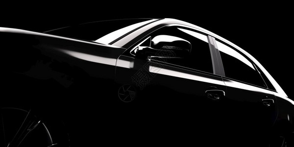 现代车轮廓在聚光灯下黑色背景3D造影现代车轮形在聚光灯下图片