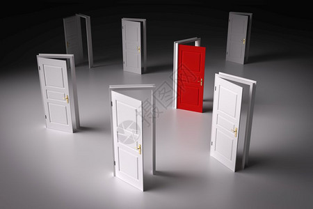 红门和其他白色决策概念不同的机会等3D插图红门与其他白色一样决策图片