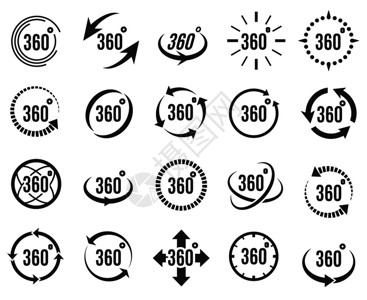 vr虚拟仿真教学全景360度概览图标vr和虚拟视频的全景符号和360图标