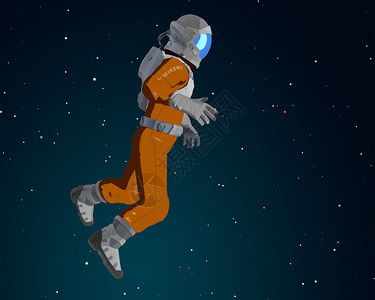 空间中的卡通宇航员3D插图图片