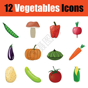 蔬菜图标集颜色设计矢量说明图片