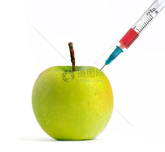 GMO绿苹果孤立的物体图片