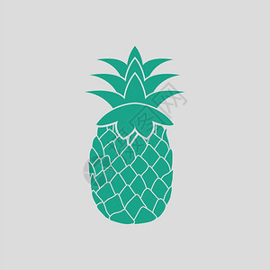 菠萝图标灰色背景绿矢量插图图片
