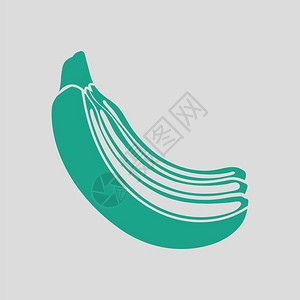 香蕉图标灰色背景绿矢量插图图片