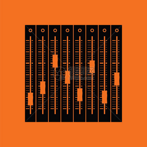 音乐平衡器图标橙色背景黑矢量插图图片