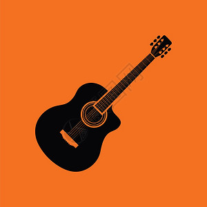 音响吉他图标黑色橙背景矢量插图图片