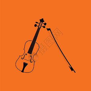 Violin图标黑色橙背景矢量插图图片