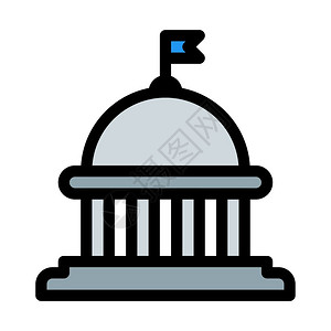 手绘房子白宫大楼插画