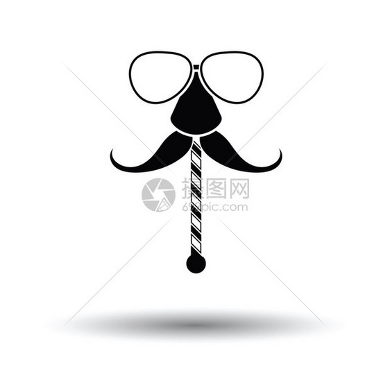 眼镜和胡子图标白色背景带有影子设计矢量插图图片