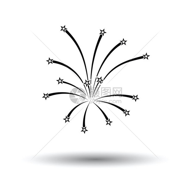 烟花图标白色背景和影子设计矢量图解图片