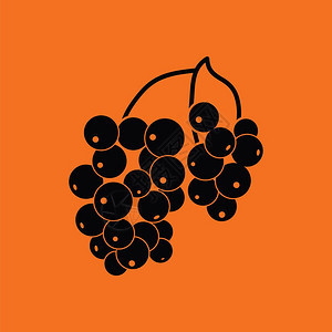 橙色背景上的黑色葡萄矢量元素图片