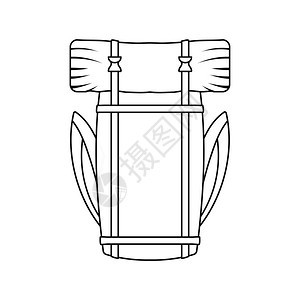 露营背包图标细线设计矢量插图图片