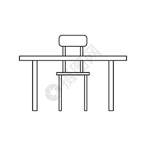 表格和椅子图标细线设计矢量插图图片