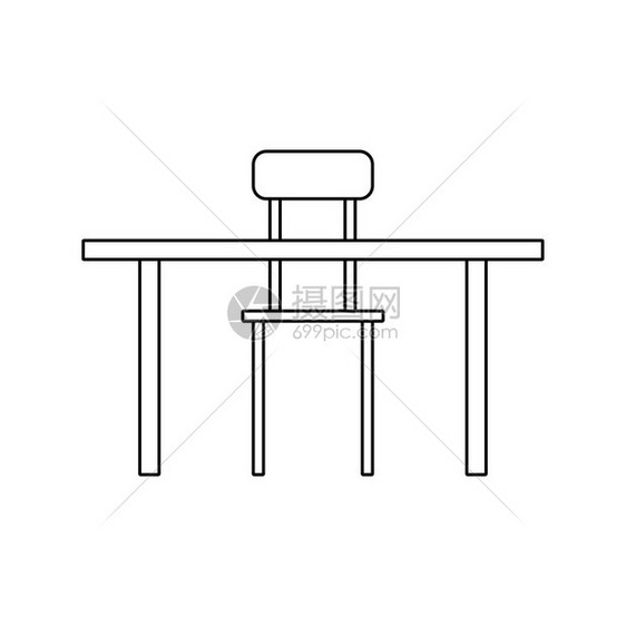 表格和椅子图标细线设计矢量插图图片