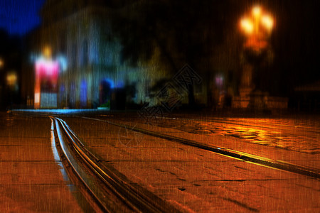 欧洲旧城里的街道夜景图片