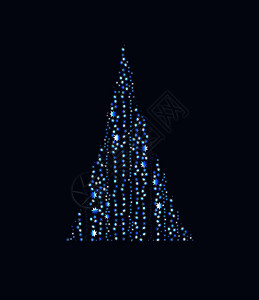 灯光上的圣诞树蓝底金色图片