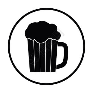 啤酒图标的模格薄圆形设计矢量插图图片
