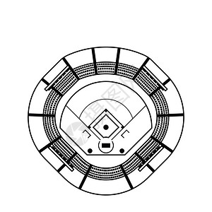 棒球场图标细线设计矢量插图图片