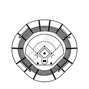 棒球场图标细线设计矢量插图图片