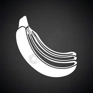 香蕉图标黑色背景白矢量插图图片