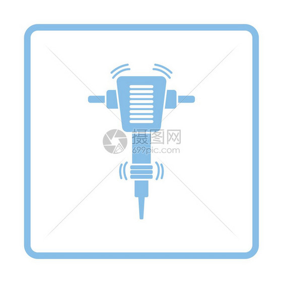 建筑大锤图标蓝色框架设计矢量插图图片