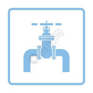 带有阀门的管道图标蓝色框架设计矢量图解图片