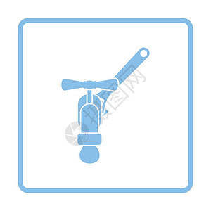 扳手和水龙头的图标蓝色框架设计矢量插图图片