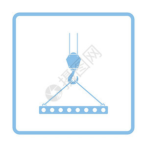 用绳索吊起钩上的板块图标蓝色框架设计矢量插图图片