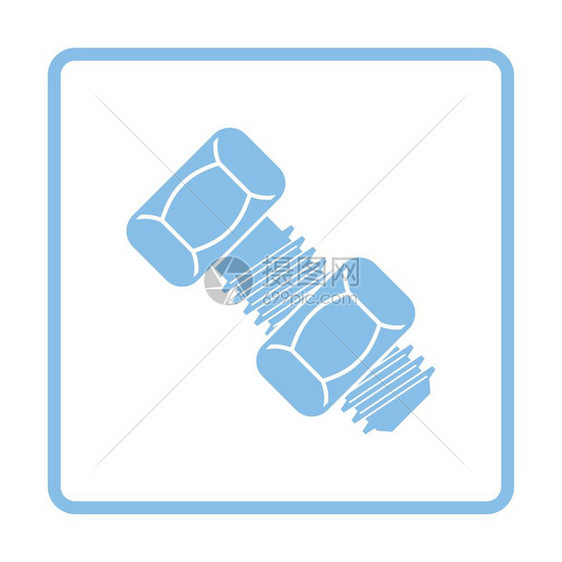 螺栓和的图标蓝色框架设计矢量插图图片