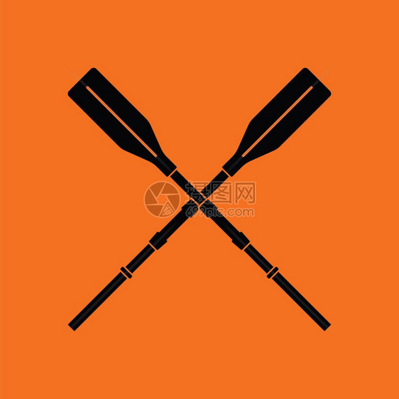 船桨图标橙色背景黑矢量插图图片
