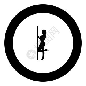 圆矢量插图中用管标显示黑色的脱衣舞女表演者图片