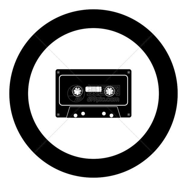 黑色圆形磁带矢量设计图标