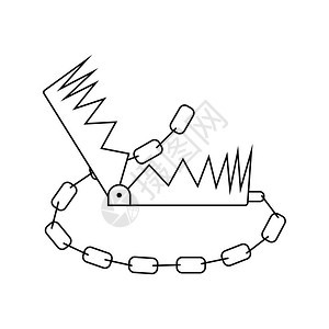 熊捕捉陷阱的图标细线设计矢量插图图片