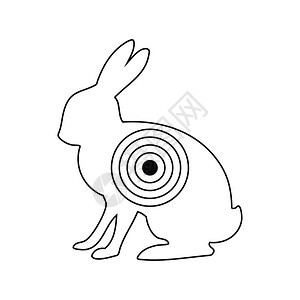 带目标的兔子光影图薄线设计矢量插图图片