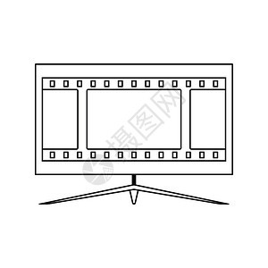 电影视屏幕图标薄线设计矢量插图图片