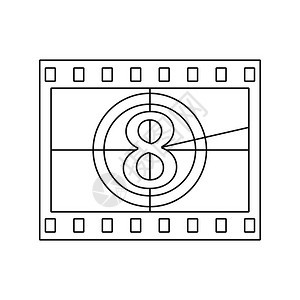 带有倒计时图标的电影框细线设计矢量插图背景图片